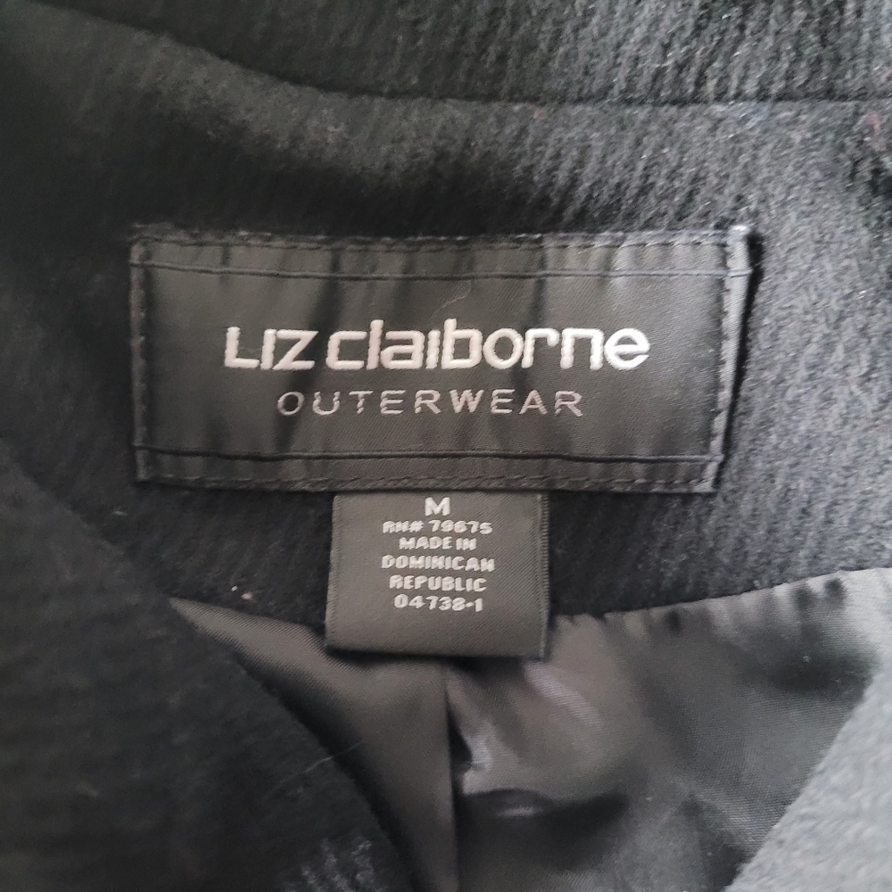 LIZ CLAIBORNE Elegant Black Double-Breasted Women's Coat - Picture 4 of 16